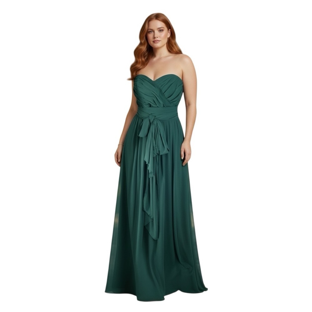 Chic Strapless Green Gown Plus Size Prom Brides Maid Wedding Formal Dress 2X